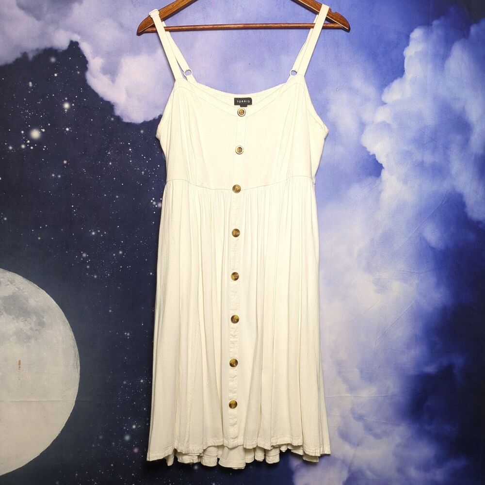 Torrid Babydoll Dress Plus Size 0 Ivory Cottage Minimalist Vacation Summer Fairy